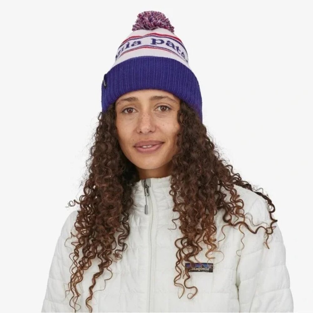 NWT Patagonia Unisex Powder Town White Cuff Pom Beanie